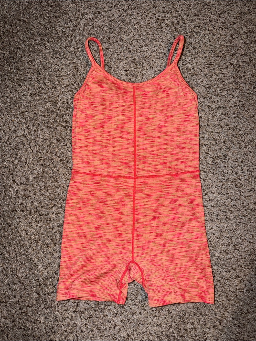 JoyLab Neon Coral Pink Space-Dye Bodysuit Romper with padded bra inserts